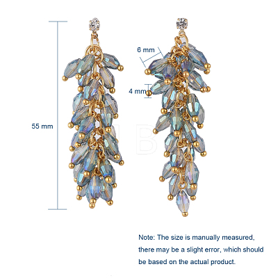 Electroplate Glass Cluster Beads Dangle Stud Earrings EJEW-JE03824-1