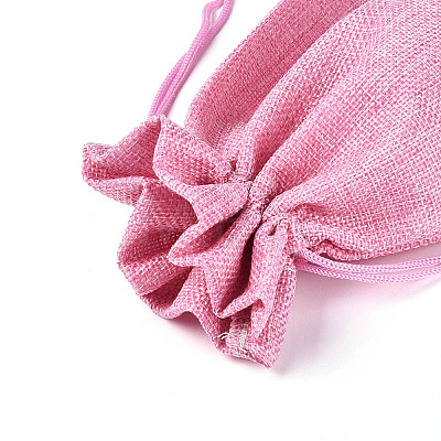 Rectangle Polyester Imitation Burlap Packing Pouches ABAG-N009-01A-05-1