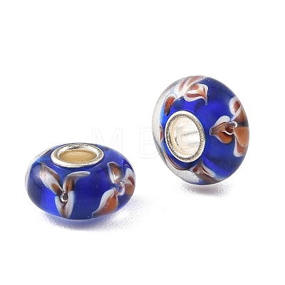Lampwork & Brass Core European Beads LAMP-P019-01P-07-1