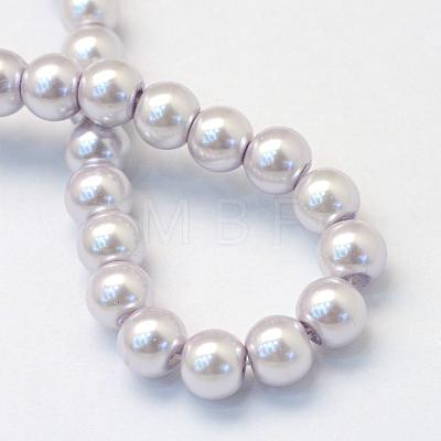 Baking Painted Pearlized Glass Pearl Round Bead Strands X-HY-Q330-8mm-25-1