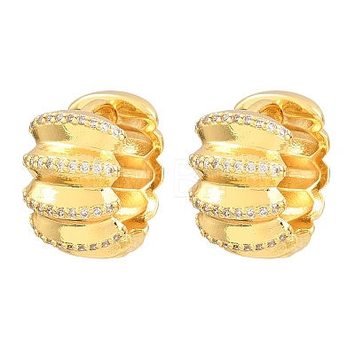 Brass Micro Pave Clear Cubic Zirconia Hoop Earrings for Women EJEW-T058-01A-G-1
