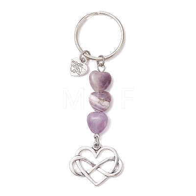 Heart Natural Mixed Gemstone Keychains KEYC-JKC01455-1