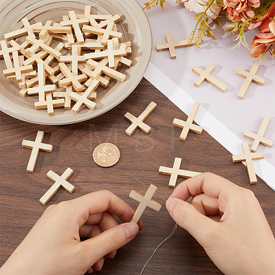 50Pcs Wood Pendants WOOD-SC0001-69-1