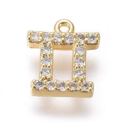 Golden Plated Brass Micro Pave Cubic Zirconia Charms ZIRC-L075-51H-1