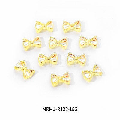 Electroplated Bowknot Resin Cabochons MRMJ-R128-16G-1