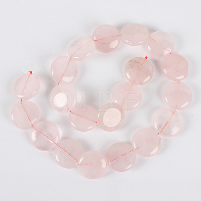 Natural Rose Quartz Flat Round Beads Strands G-E243-06-1