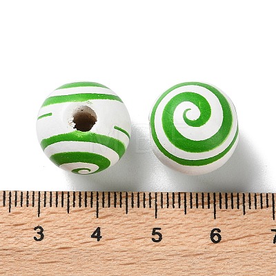 Printed Wood European Beads WOOD-Z002-07B-1