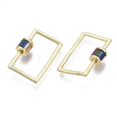 Brass Micro Pave Cubic Zirconia Screw Carabiner Lock Charms ZIRC-N039-022-NF-1