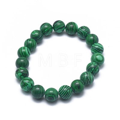 Synthetic Malachite(Dyed) Bead Stretch Bracelets BJEW-K212-B-031-1