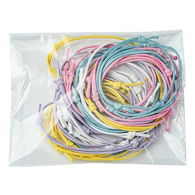 30Pcs 5 Color Adjustable Waxed Polyester Braided Cord Bracelets BJEW-FZ00016-1