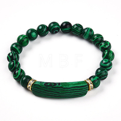 Synthetic Malachite Beads Stretch Bracelets BJEW-T022-04K-1