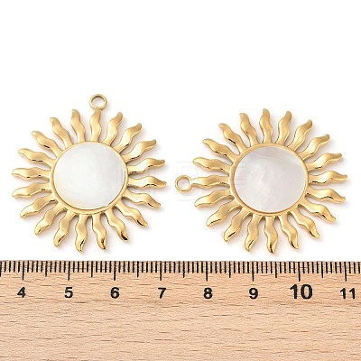 304 Stainless Steel Natural White Shell Pendants STAS-L288-12G-02-1