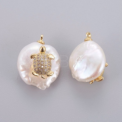 Natural Cultured Freshwater Pearl Pendants PEAR-J004-30G-1