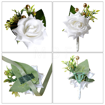 2Pcs 2 Style Cloth Flower Boutonniere Brooch AJEW-CP0001-58A-1