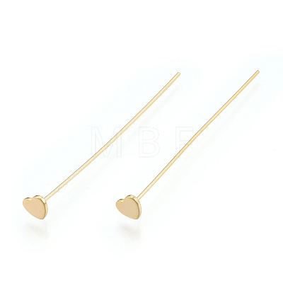 Brass Heart Head Pins KK-N259-42-1