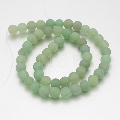 Frosted Round Natural Green Aventurine Bead Strands G-J338-05-8mm-1