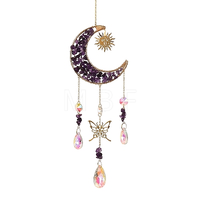Natural Amethyst Chips Moon Crystal Suncatcher RN-T001-01A-1