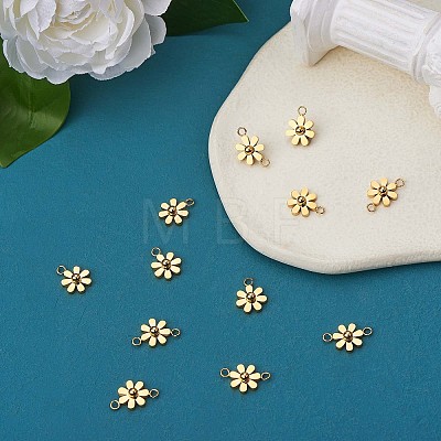12Pcs 430 Stainless Steel Small Flower Connector Charms & Pendants JX240B-1