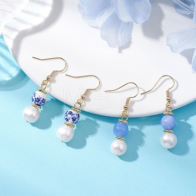 2 Pairs Round Brass Dangle Earrings EJEW-JE06878-1