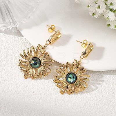 304 Stainless Steel & Natural Shell Dangle Earrings for Women EJEW-JE07213-01-1