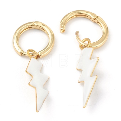 Brass Enamel Huggie Hoop Earrings EJEW-L234-060G-1