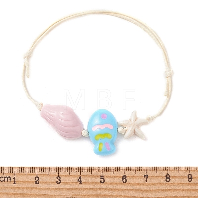 2Pcs Adjustable Acrylic Beaded Braided Bead Bracelets BJEW-JB14050-1
