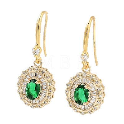 Brass with Glass Dangle Earrings EJEW-Q800-05KCG-1