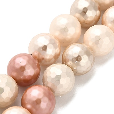 Faceted Round Shell Pearl Beads Strands BSHE-XCP0001-35-1