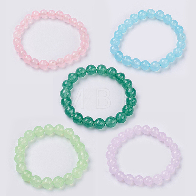Natural Jade Beaded Stretch Bracelet BJEW-P213-M-8mm-1