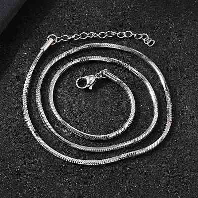 2MM 304 Stainless Steel Snake Chain Necklaces for Women Men STAS-V011-04D-P-1