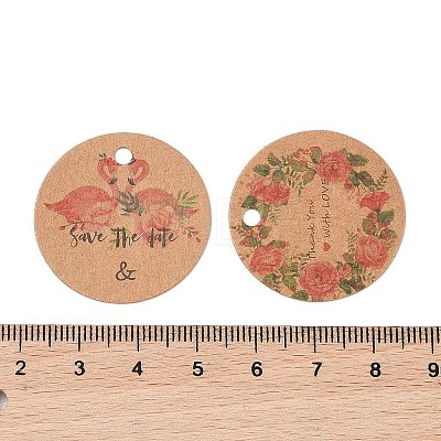 100Pcs Kraft Paper Flower Printed Gift Tags CDIS-H007-02-1