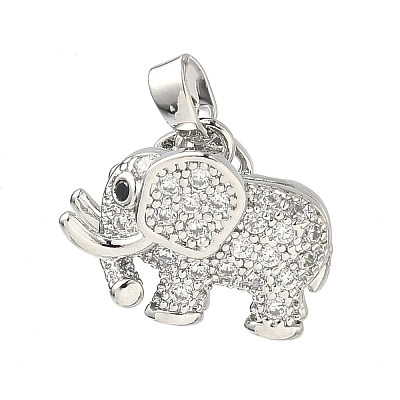 Brass Micro Pave Clear Cubic Zirconia Pendants KK-H254-11P-1