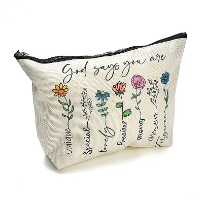 Printed Linen Storage Zipper Clutch Bags ABAG-Z002-01A-1