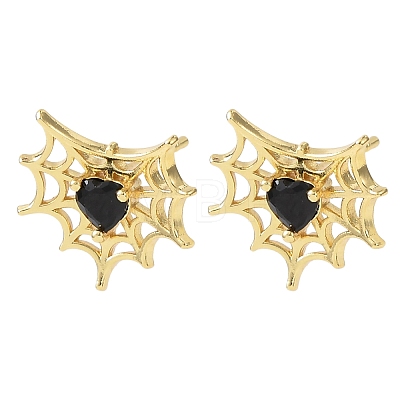 Brass Micro Pave Cubic Zirconia Stud Earrings EJEW-Z156-02G-02-1