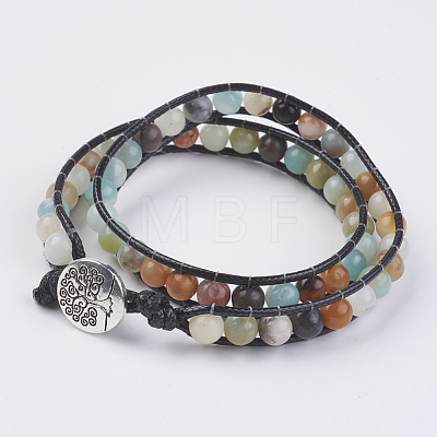 Natural Gemstone Wrap Bracelet BJEW-JB03613-1