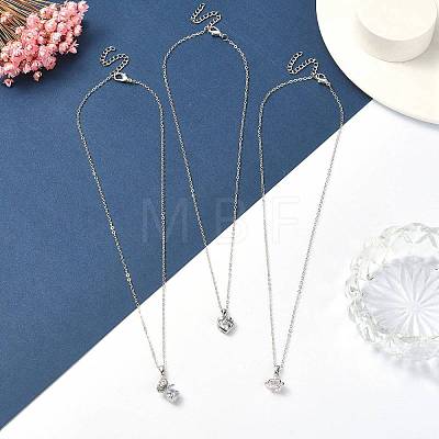 Light Rose Rhinestone Crown Pendant Necklace with Cable Chains NJEW-FZ00019-1