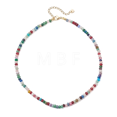 Dyed Natural Malaysia Jade Faceted Rondelle Beaded Necklaces NJEW-JN05766-1