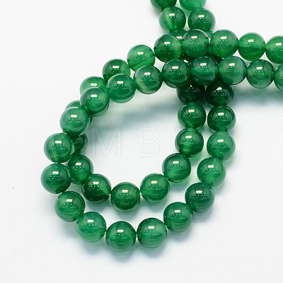 Round Dyed Natural Green Onyx Agate Beads Strands G-S123-6mm-1