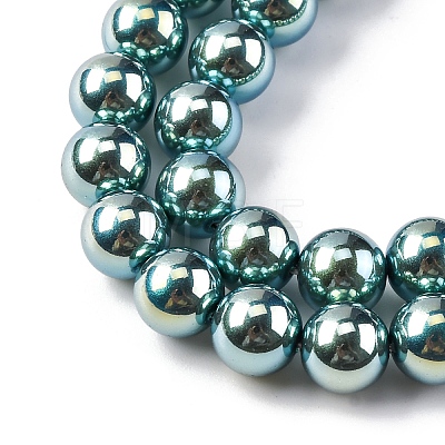 UV Plating Pearlized Glass Pearl Beads Strands GLAA-F128-01B-T24-1