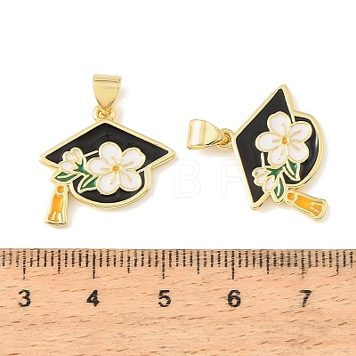 Graduation Season Brass Enamel Pendants KK-CBAF2EC-03G-C-1