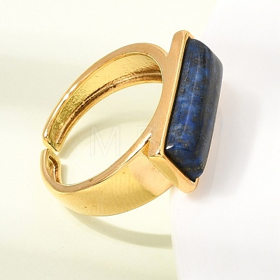 Brass with Natural Lapis Lazuli Cuff Open Rings for Women GG-CBA0B5A-04G-01-1