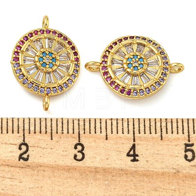 Rack Plating Brass Pave Cubic Zirconia Wheel Connector Charms KK-Z063-28G-02-1