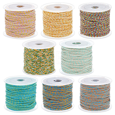 8 Rolls 8 Colors Handmade Cotton Cord OCOR-BC0009-75B-1