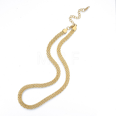 304 Stainless Steel Mesh Chains Necklace for Men Women NJEW-N052-03LG-1