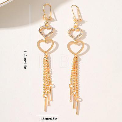 Elegant European Style Brass Heart Tassel Hoop Earrings UN2396-1