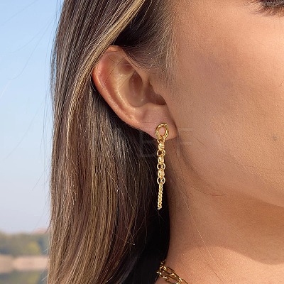 304 Stainless Steel Chain Tassel Stud Earrings for Women IO3537-1-1