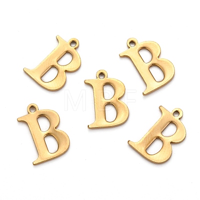 Ion Plating(IP) 304 Stainless Steel Alphabet Charms STAS-H122-B-G-1