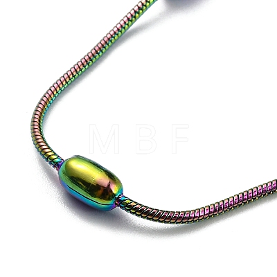 Ion Plating(IP) 304 Stainless Steel Round Snake Chain Necklace with Oval Beaded NJEW-E098-04RC-1