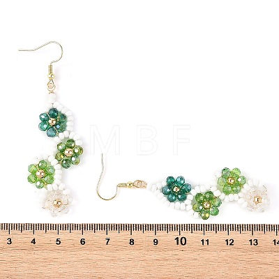 Flower Glass Seed Beaded Dangle Earrings EJEW-MZ00775-02-1