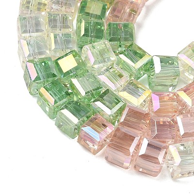 Electroplate Transparent Glass Beads Strands EGLA-K015-14B-1
